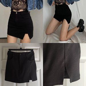 Unbranded Black Mini Skirt with Slit Detail